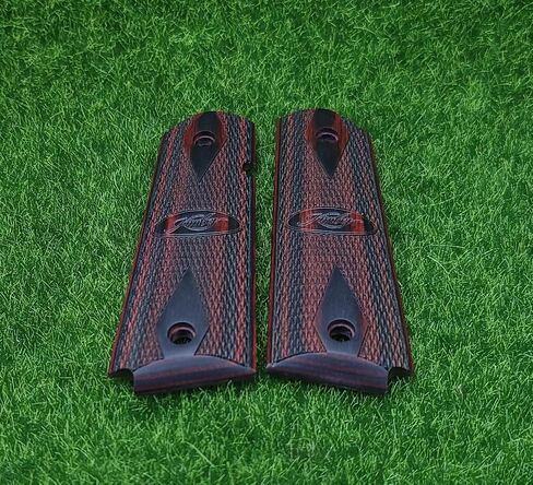 Kimber 1911 Full Size OEM Laminate Grips, Charcoal/Ruby w/ Logo, Ambidextrous Safety Cut – 1100211A in Saudi Arabia