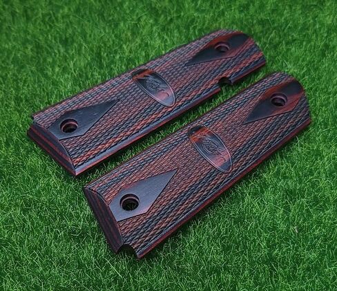 Kimber 1911 Full Size OEM Laminate Grips, Charcoal/Ruby w/ Logo, Ambidextrous Safety Cut – 1100211A in Saudi Arabia