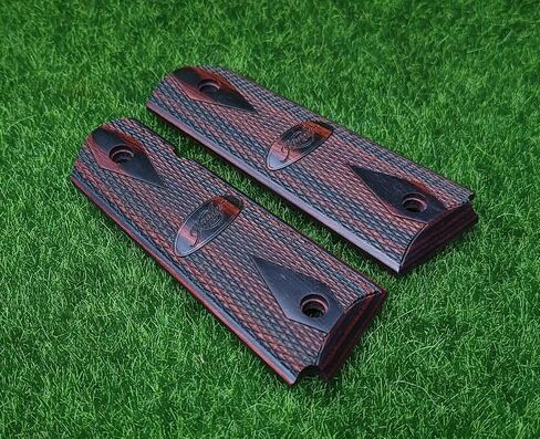 Kimber 1911 Full Size OEM Laminate Grips, Charcoal/Ruby w/ Logo, Ambidextrous Safety Cut – 1100211A in Saudi Arabia