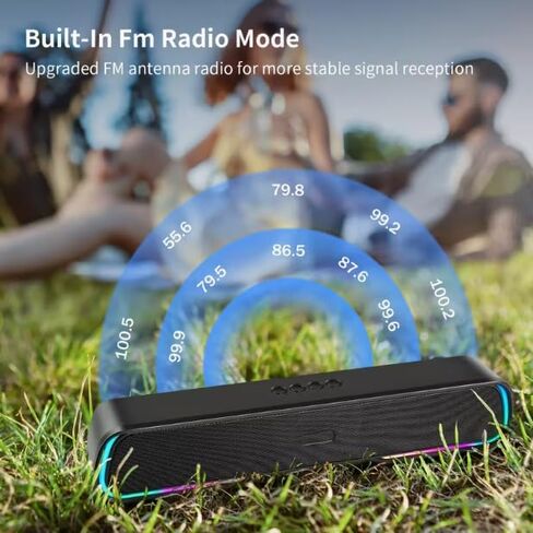 Bluetooth Computer Soundbar Speakers, Rechargeable Gaming Sound Bar with RGB, Support FM Radio/TF Card/AUX/USB Playback, Speakers for Desktop, Laptop, TV, Phone, HD Stereo Loud Sound, Punchy Bass in Saudi Arabia
