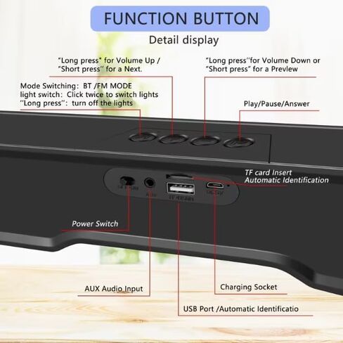 Bluetooth Computer Soundbar Speakers, Rechargeable Gaming Sound Bar with RGB, Support FM Radio/TF Card/AUX/USB Playback, Speakers for Desktop, Laptop, TV, Phone, HD Stereo Loud Sound, Punchy Bass in Saudi Arabia