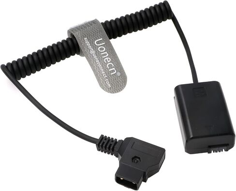 Uonecn NP-FW50 Dummy Battery to D-Tap Coiled Power Cable, 8V Camera Power Cord for Sony Alpha a7 a7R a7S a7II A6000 Series Cameras, Stretchable 12-36in in Saudi Arabia