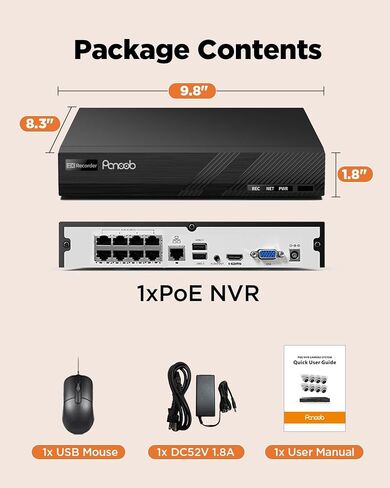 4K 8CH H.265 Network Video Recorder 8 PoE Ports, PA-8NVR in Kuwait