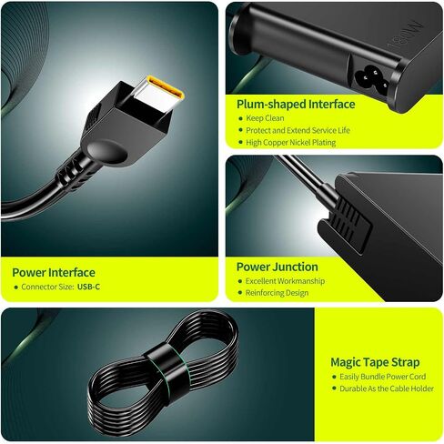 180W 36V 5A USB-C GaN Slim AC Charger Compatible with Lenovo Laptops in Kuwait