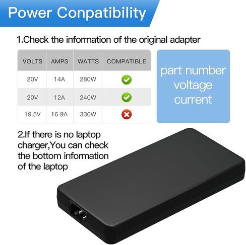 Square Tip 280W AC Adapter for MSI Gaming Laptop, 20V 14A Charger Compatible with Raider GE66 GE76 GE68HX GP66 GP76 Titan GT77, Replacement for A18-280P1A in Saudi Arabia
