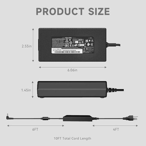 150W Laptop Charger Compatible with MSI Katana GF66 GF76, Sword 15, Pulse GL66 GL76, Crosshair 15 17, 20V 7.5A AC Adapter, Replacement for A18-150P1A, ONLY for 4.5mm Tip in Saudi Arabia