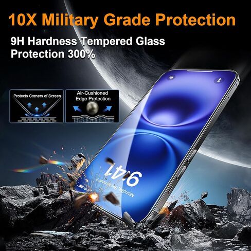 OneFish Screen Protector Compatible with iphone 16 Promax Tempered Glass Full Coverage, 9H Hardness Scratch Resistant, Anti-Fingerprint, 2pack in Saudi Arabia