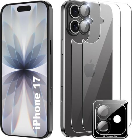 for iPhone 17 6.3 inch Screen Protector,[2+1 Pack] Back Screen Protector+Camera Lens Protector,Tempered Glass,Bubble-Free,Anti-Scratch in Saudi Arabia