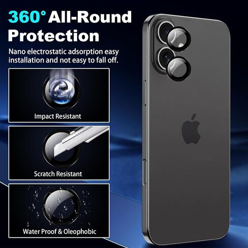 for iPhone 17 6.3 inch Screen Protector,[2+1 Pack] Back Screen Protector+Camera Lens Protector,Tempered Glass,Bubble-Free,Anti-Scratch in Saudi Arabia