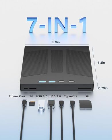 7-in-1 External Blu Ray Drive Support 100G and 3D Disc R/W for PC in Kuwait