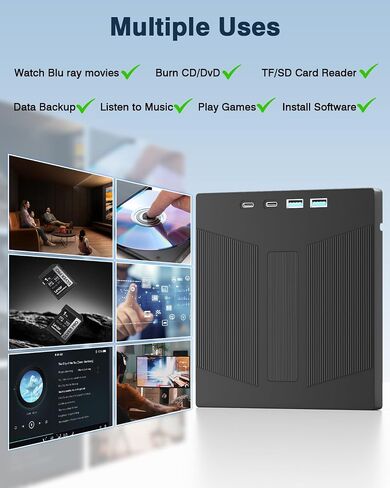 7-in-1 External Blu Ray Drive Support 100G and 3D Disc R/W for PC in Kuwait