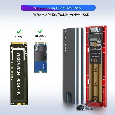 M2 SSD Case M.2 to USB 3.1 Gen 2 10Gbps NVMe SSD Enclosure for NVMe PCIE M Key/ (B+M) Key SSD Hard Disk, M2 SSD Case AC, 500319908A2 in Saudi Arabia