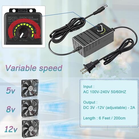 120mm x 25mm Computer Fan with AC Plug, 12V Variable Speed Cooling in Saudi Arabia