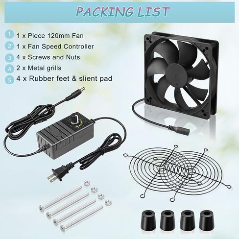 120mm x 25mm Computer Fan with AC Plug, 12V Variable Speed Cooling in Saudi Arabia
