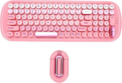 Macaron Round Keycap Wireless Keyboard and Mouse Combo (Purple) in Kuwait