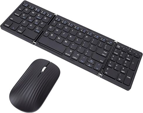 Foldable Keyboard and Mouse Combo, Folding Wireless Keyboard Mouse, Portable Bluetooth with Number Pad for Smartphone Tablet Business Travel Office in Kuwait