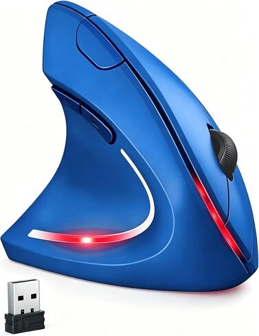 Ergonomic Left-Handed Wireless Vertical Mouse, 2.4G, 3 Adjustable DPI (800/1200/1600), Specially for Left Handers（Color: Blue） in Saudi Arabia
