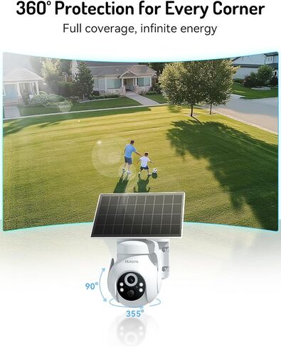 blurams 2K Security Cameras Wireless Outdoor Solar, 360° PTZ Outdoor Camera Wireless with Human Auto Tracking, IR/Color Night Vision, 2.4GHz Only in Kuwait