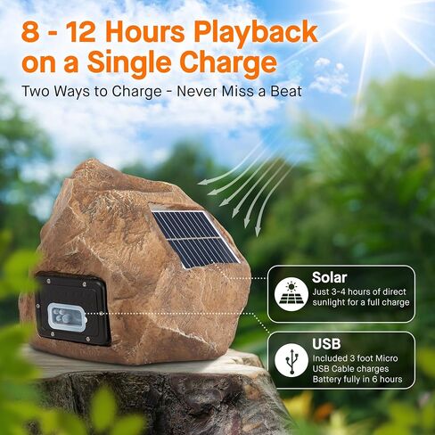 Homewell Outdoor Rock Speaker Solar-Powered Wireless Bluetooth 5.0 Portable Speaker Weatherproof for Patio, Pool, Deck, Yard, Garden and Home (Brown, 2-Pack) in Kuwait