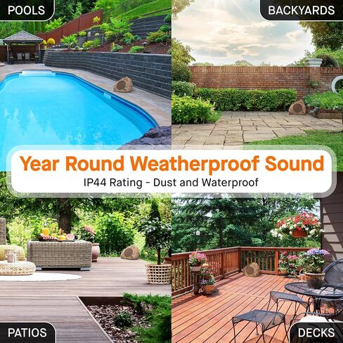 Homewell Outdoor Rock Speaker Solar-Powered Wireless Bluetooth 5.0 Portable Speaker Weatherproof for Patio, Pool, Deck, Yard, Garden and Home (Brown, 2-Pack) in Kuwait