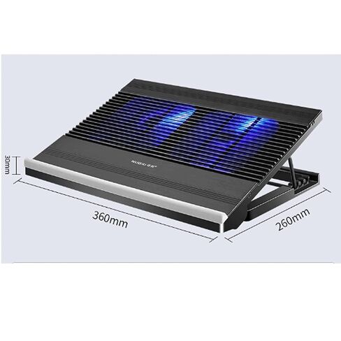 قاعدة تبريد للكمبيوتر المحمول، مروحة LED، رباعية الاتجاه، وحدة تحكم بشاشة LCD، مصدر طاقة، حتى 17 بوصة، حصيرة مضادة للانزلاق، شبكة سوداء in Kuwait