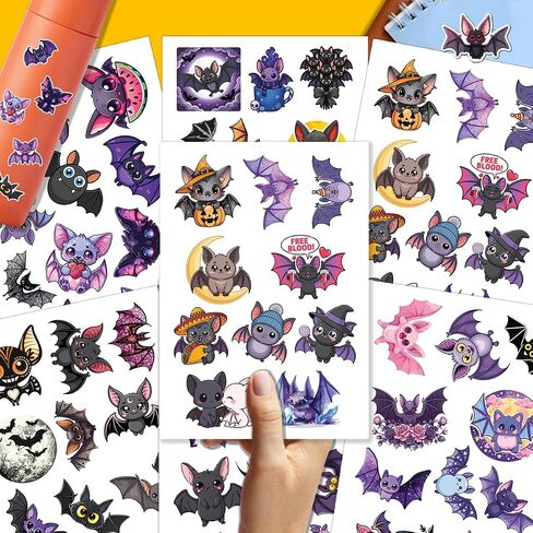 64PCS Cute Bat Stickers – Halloween Bat Vinyl Waterproof Stickers for Kids, Teens, Laptop, Water Bottle, Scrapbook in Saudi Arabia