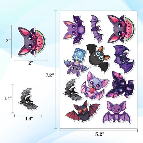 64PCS Cute Bat Stickers – Halloween Bat Vinyl Waterproof Stickers for Kids, Teens, Laptop, Water Bottle, Scrapbook in Saudi Arabia