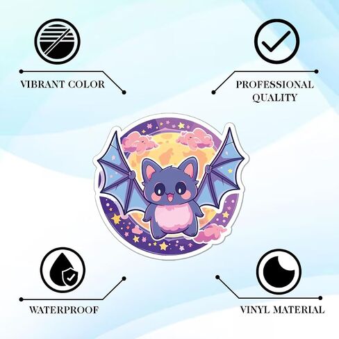 64PCS Cute Bat Stickers – Halloween Bat Vinyl Waterproof Stickers for Kids, Teens, Laptop, Water Bottle, Scrapbook in Saudi Arabia