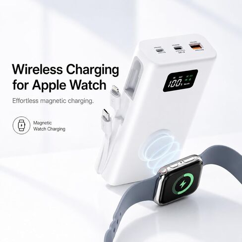 pzoz 20000mAh Portable Charger with Apple Watch Charger, 45W PD Power Bank in Kuwait