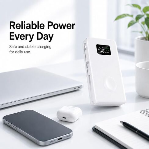 pzoz 20000mAh Portable Charger with Apple Watch Charger, 45W PD Power Bank in Kuwait