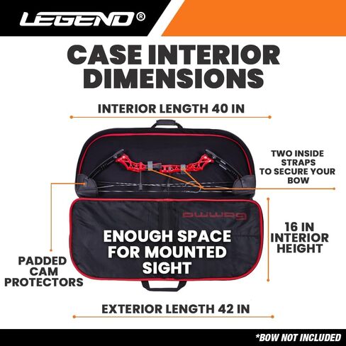 Legend Gamma Compound Bow Case - Premium Archery Bow Cases with Backpack & Shoulder Straps, Soft Bow Case for Archery Accessories & Gear, Lightweight Travel Bow Bag with Multiple Storage Pockets in Kuwait