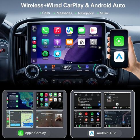 13.1-inch 8 Core 4+64GB Car Radio Stereo with Dual Knobs for Chevy Silverado GMC Sierra 2014-2018, Plug and Play Android 13 Head Unit Wireless CarPlay Android Auto 2K Touch Screen in Saudi Arabia