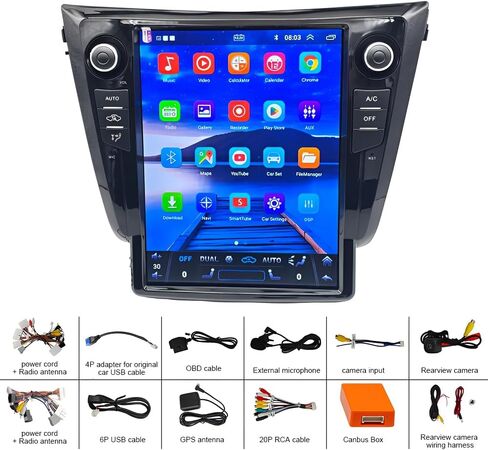 PHEZEN 12.1 inch Touchscreen Car Radio Fit for Nissan Rogue 2014-2019, Android 15 8Core Radio with Carplay & Android Auto in-Dash Navigation BT Mirror Link WiFi Backup Camera 4+64G in Kuwait