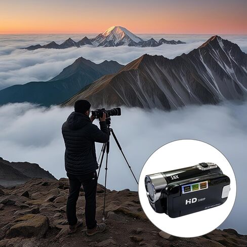 1080P HD Video Camera, Digital Camcorder with 16MP Sensor, 2.7 Inch 270° Rotating LCD Screen, 16X Digital Zoom, Built-in Light, Anti-Shake Function, Ideal for Travel, Family Events, and Parties in Saudi Arabia