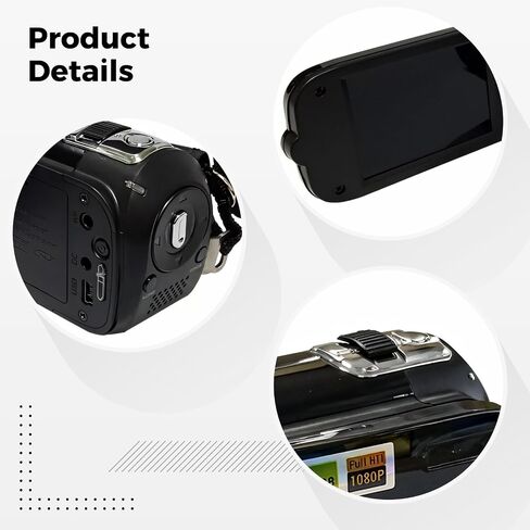 1080P HD Video Camera, Digital Camcorder with 16MP Sensor, 2.7 Inch 270° Rotating LCD Screen, 16X Digital Zoom, Built-in Light, Anti-Shake Function, Ideal for Travel, Family Events, and Parties in Saudi Arabia