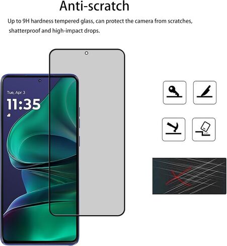 [2-2 Pack Privacy Screen Protector Designed For Motorola Moto G (2025) Anti Spy Private Tempered Glass Film 2-Pack Camera Lens Protector Film 2-Pack in Saudi Arabia