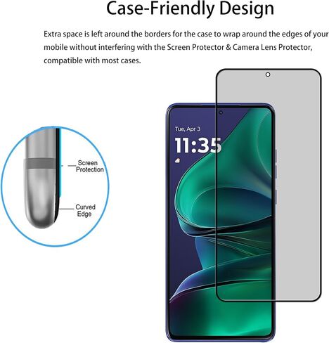 [2-2 Pack Privacy Screen Protector Designed For Motorola Moto G (2025) Anti Spy Private Tempered Glass Film 2-Pack Camera Lens Protector Film 2-Pack in Saudi Arabia