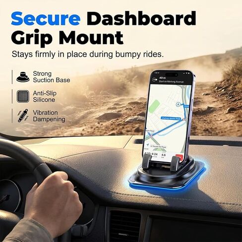 Phone Holder Car - 360°Adjustable Dashboard Mount, Non-Slip Car Phone Holder Compatible for All Smartphone, Universal Car Phone Mount (1 Pack) in Saudi Arabia