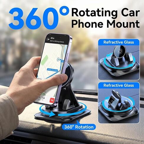Phone Holder Car - 360°Adjustable Dashboard Mount, Non-Slip Car Phone Holder Compatible for All Smartphone, Universal Car Phone Mount (1 Pack) in Saudi Arabia