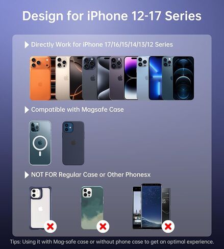 حامل هاتف مغناطيسي للسيارة XooFly، لحامل الهاتف Magsafe Vent للسيارة، متوافق مع iPhone 17 16 15 14 13 12 Pro Max Mini Plus، قابل للتعديل 360 درجة لحامل الهاتف Magsafe للسيارة (أرجواني) in Kuwait