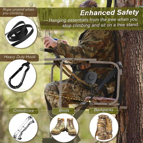 Tomaki Retractable Bow Hoist, 29.5FT Bow & Gear Hoist for Tree Stand, Bow Rope with Crank Handle for Easy Rope Rewinding, Premium Gear Rope, Must Have Accessories for Tree Stand Climbing Safety in Saudi Arabia
