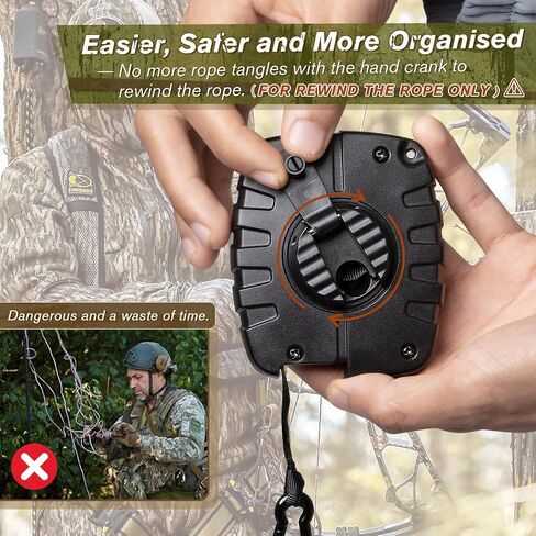 Tomaki Retractable Bow Hoist, 29.5FT Bow & Gear Hoist for Tree Stand, Bow Rope with Crank Handle for Easy Rope Rewinding, Premium Gear Rope, Must Have Accessories for Tree Stand Climbing Safety in Saudi Arabia