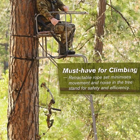 Tomaki Retractable Bow Hoist, 29.5FT Bow & Gear Hoist for Tree Stand, Bow Rope with Crank Handle for Easy Rope Rewinding, Premium Gear Rope, Must Have Accessories for Tree Stand Climbing Safety in Saudi Arabia