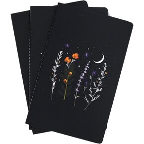 DENIK - Ameya's Realm (3 Pack) - 8.25" x 5.25" Aesthetic Layflat Notebooks - 80 Pages - Durable Binding and Design - Water-Resistent Soft Touch Cover - Made With Recycled Paper