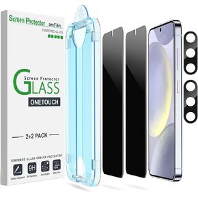 amFilm Auto-Alignment OneTouch for Samsung Galaxy S25 Ultra 6.9'' Privacy Screen Protector, Tempered Glass, 30 seconds Installation, Bubble Free, Privacy Protection 2 Pack
