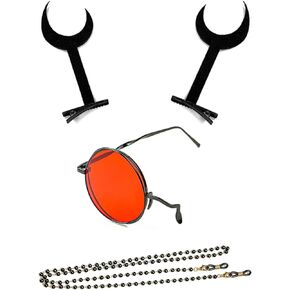 Alastor Cosplay Alastor Wig Glasses Antler Hairpin Eyeglasses Chain Hazbin Alastor Merch Costume Set