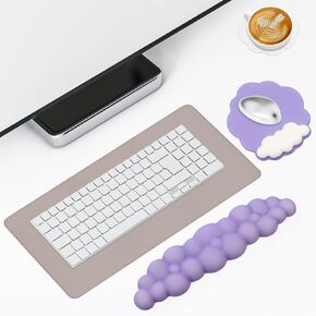 مجموعة مسند معصم للوحة المفاتيح السحابية مكونة من 4 قطع، وسادة لوحة مفاتيح من إسفنج الذاكرة ووسادة ماوس لدعم المعصم لتخفيف الألم مع وسادة أكواب ووسادة مكتب مع قاعدة مضادة للانزلاق للكمبيوتر المنزلي/المكتب كهدية عيد الميلاد in Kuwait