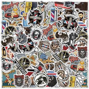 50 Pack Pcs Barber Stickers for Water Bottles Waterproof Vinyl Laptop Luggage Scrapbooking Hairstylist Sticker Packs Bulk Set Teens Adults Boys Girls Kids Aesthetic Small Decals
