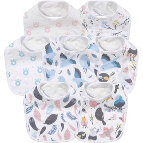 7 Pack Baby Cotton Absorbent Bibs for Drooling Teething