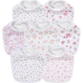 7 Pack Baby Cotton Absorbent Bibs for Drooling Teething